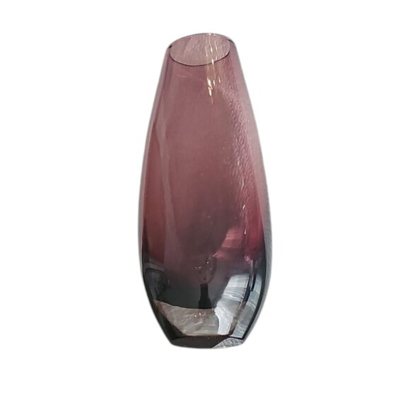Amethyst Glass Oval Bud Vase 7" tall MCM - Picture 7 of 16